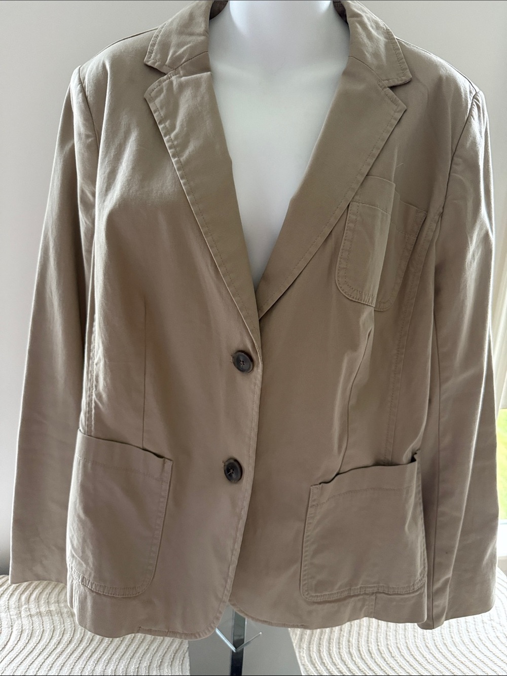 Talbots Khaki Cotton-Blend Casual Blazer